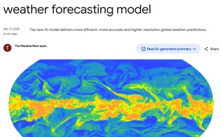 谷歌发布新一代 AI 天气预报模型 WeatherNext 2