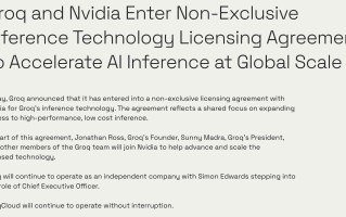 Groq 与英伟达达成非独家推理技术授权协议