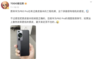 华为P60 Pro手机素皮版工程机曝光 采用拼接灰黑撞色设计