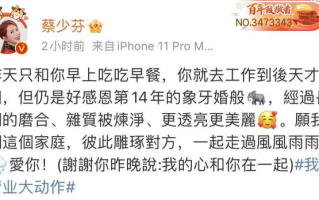 蔡少芬与老公结婚14周年 表白张晋：心和你在一起
