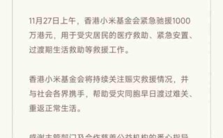 支援大埔五级火灾 小米基金会紧急捐赠一千万港元