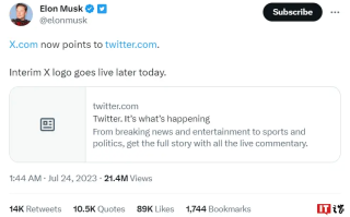 Twitter网址更改为X.com，临时X Logo今日启用