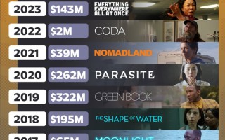 2015-2024年奥斯卡金像奖最佳影片全球票房情况