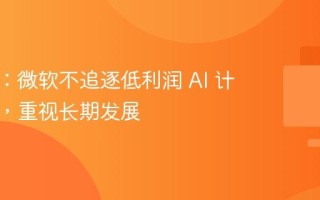 纳德拉：微软不追逐低利润 AI 计算市场，重视长期发展
