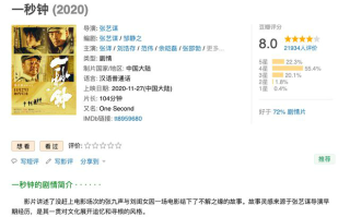 《一秒钟》豆瓣评分多少？张艺谋《一秒钟》剧情简介主演介绍