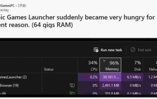 玩家反映Epic客户端突然抽风 64GB内存都不够用