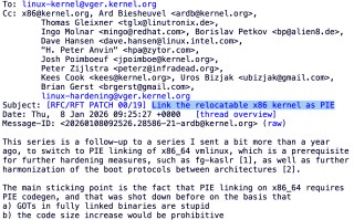 Linux 内核有望在 2026 年支持 x86_64 作为 PIE 链接