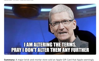 近 30 年忠实果粉遭遇数字惊魂：兑换正规渠道购买的苹果礼品卡致封号