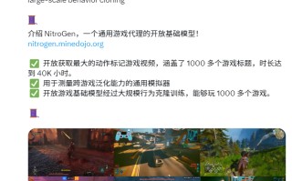 英伟达开源 NitroGen，统一的视觉到行动模型