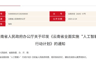 云南全面实施“人工智能+”行动计划