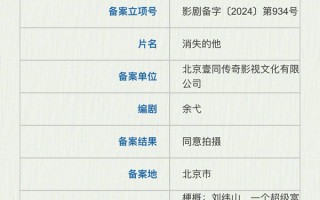 《消失的他》《无名之辈2》《网内人》等多部新片备案立项