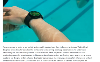 华盛顿大学研发苹果Apple Watch Ultra等潜水表用App，利用声学信号让潜水员互相追踪