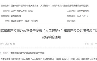 ​国家知识产权局推出 18 项“人工智能+”场景